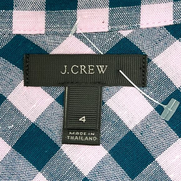 J. Crew Blue Gingham 100% Cotton Popover Shirt - Picture 9 of 10